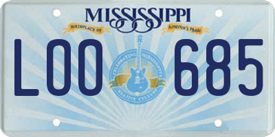 MS license plate LOO685