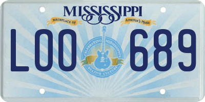 MS license plate LOO689