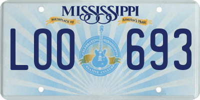 MS license plate LOO693