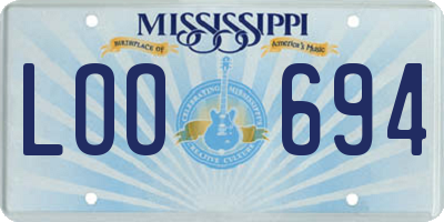 MS license plate LOO694