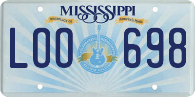 MS license plate LOO698