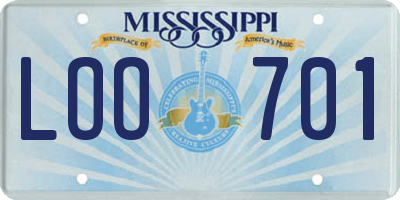 MS license plate LOO701