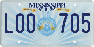 MS license plate LOO705