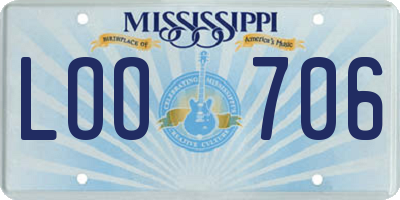 MS license plate LOO706