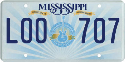 MS license plate LOO707