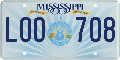 MS license plate LOO708