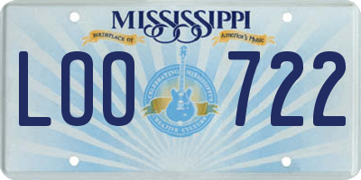 MS license plate LOO722