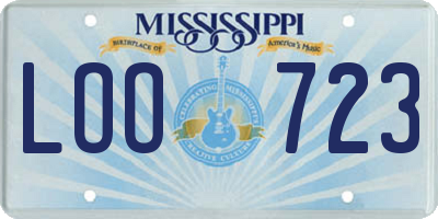MS license plate LOO723