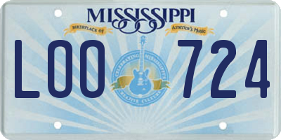 MS license plate LOO724