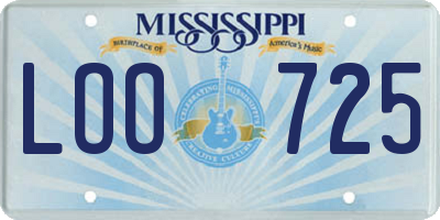 MS license plate LOO725