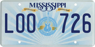 MS license plate LOO726