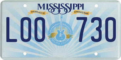MS license plate LOO730