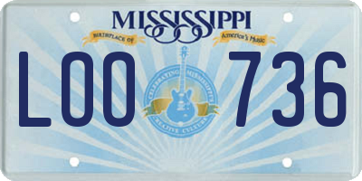 MS license plate LOO736