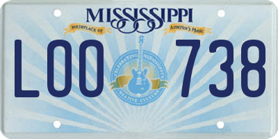 MS license plate LOO738