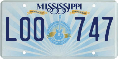 MS license plate LOO747