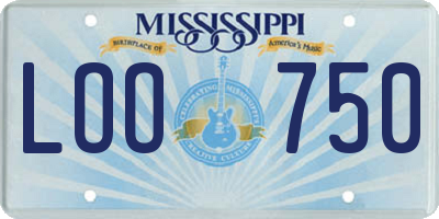 MS license plate LOO750