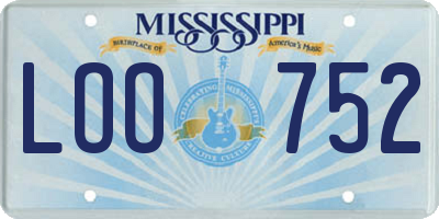 MS license plate LOO752