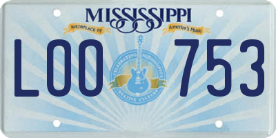 MS license plate LOO753
