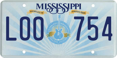 MS license plate LOO754