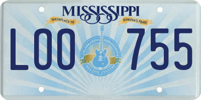 MS license plate LOO755