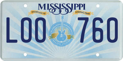MS license plate LOO760