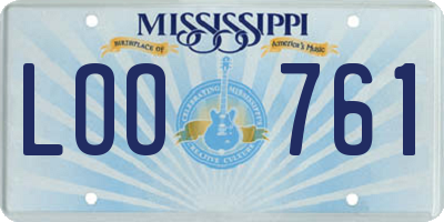 MS license plate LOO761