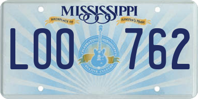 MS license plate LOO762