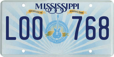 MS license plate LOO768