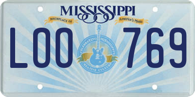 MS license plate LOO769