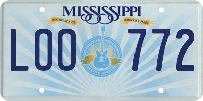 MS license plate LOO772