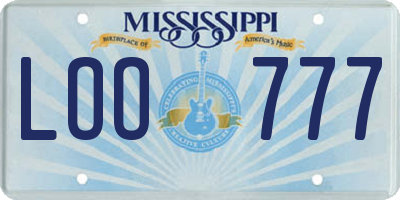 MS license plate LOO777
