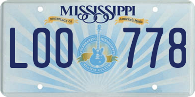 MS license plate LOO778