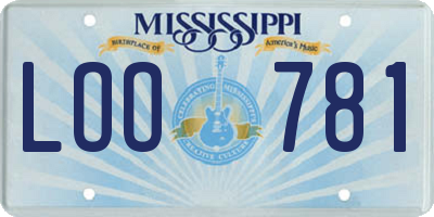 MS license plate LOO781