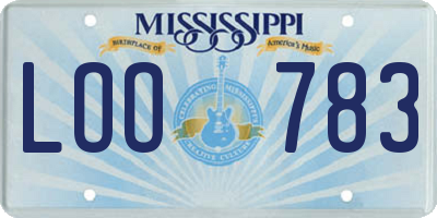 MS license plate LOO783