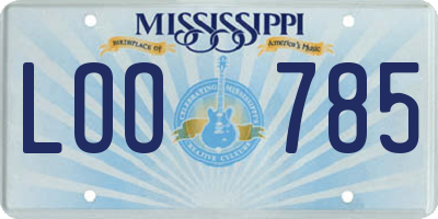 MS license plate LOO785