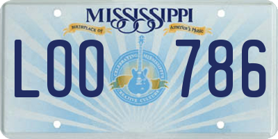 MS license plate LOO786