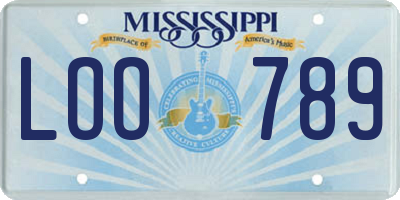 MS license plate LOO789