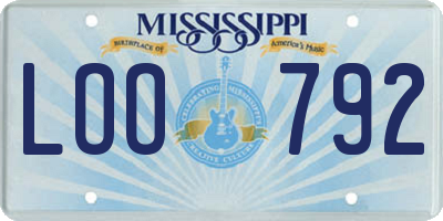 MS license plate LOO792