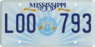 MS license plate LOO793
