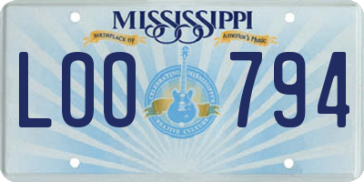 MS license plate LOO794