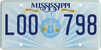 MS license plate LOO798