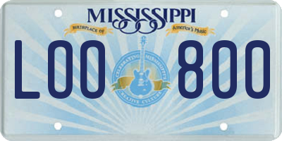 MS license plate LOO800