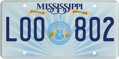 MS license plate LOO802