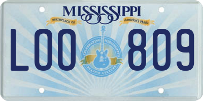 MS license plate LOO809