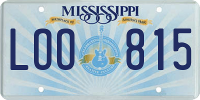 MS license plate LOO815
