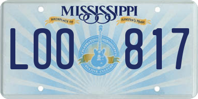 MS license plate LOO817