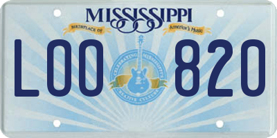 MS license plate LOO820