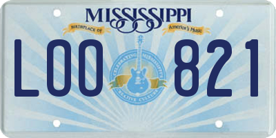 MS license plate LOO821