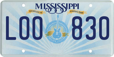 MS license plate LOO830