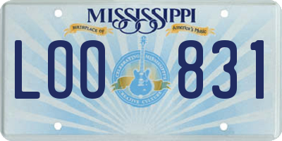 MS license plate LOO831